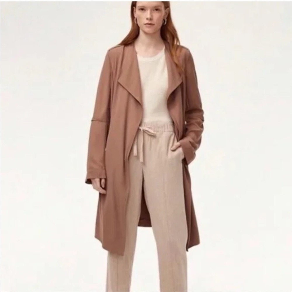 Aritzia Babaton Women's Brown Quincy Duster Trench Coat Sz XXS